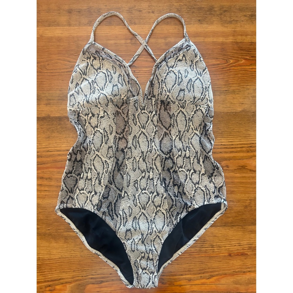 Seafolly Snakeprint‎ Sheer Panel 1pc Swimsuit 12 Large